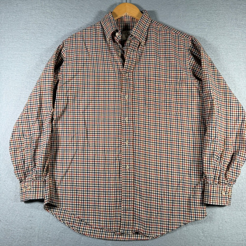 Viyella Mens Multi Color Check Plaid Button Down Shirt Long‎ Sleeve Size M